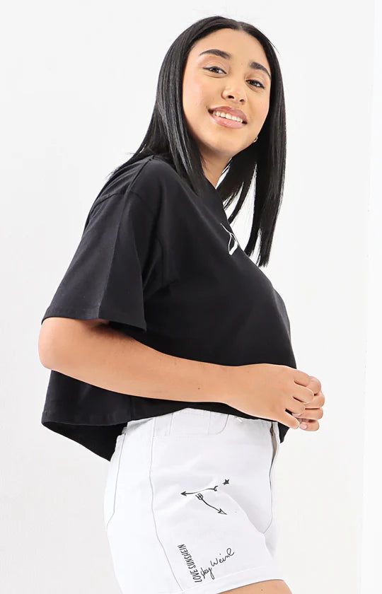 Ladies Black Atlantic Printed Tee