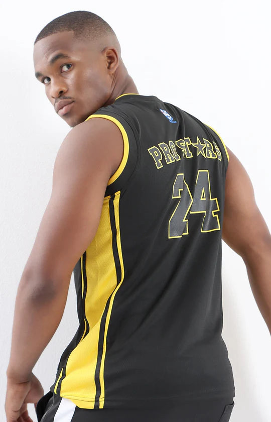 Men Black & Yellow V-Neck Vest