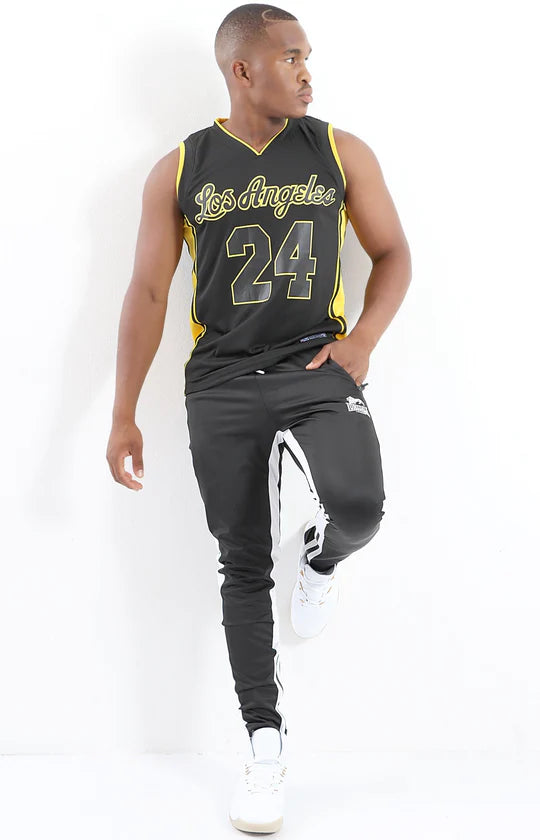 Men Black & Yellow V-Neck Vest