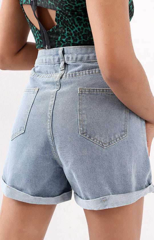 Ladies Blue Printed Shorts