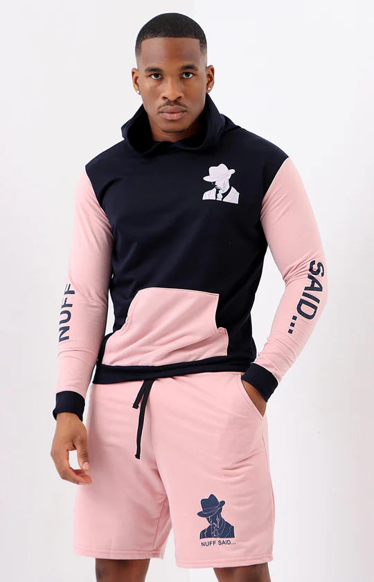Men Blush Hoodie & Shorts Set