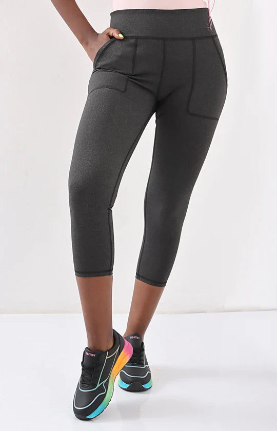 Ladies Charcoal Plain Leggings