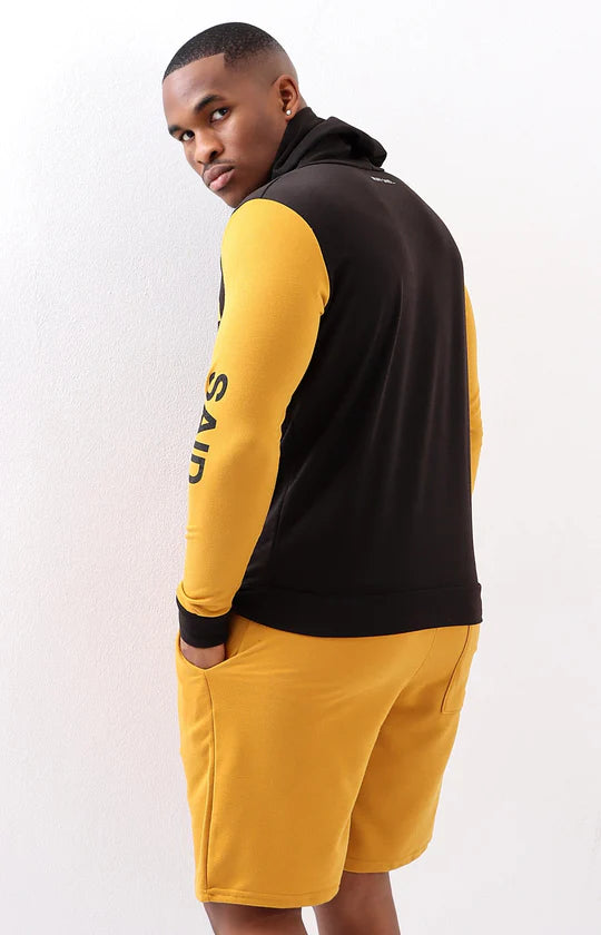 Men Mustard Hoodie & Shorts Set