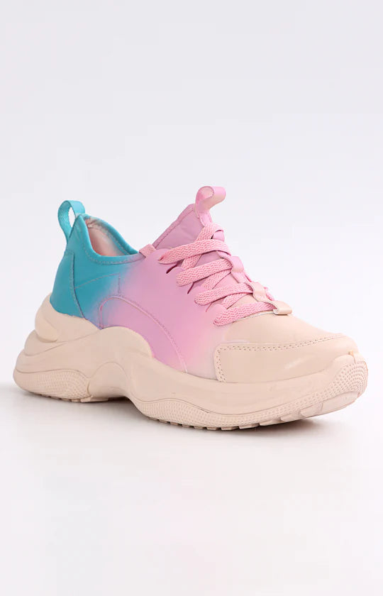 Ladies Nude & Blue Sneakers