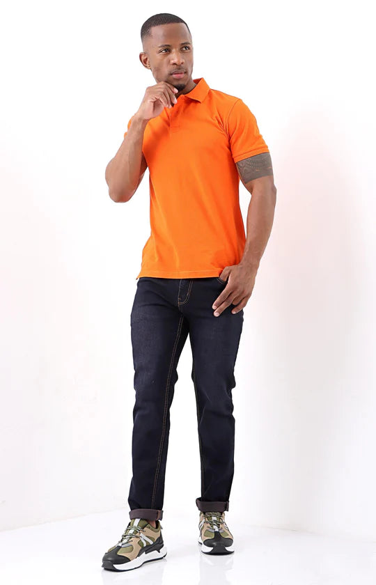 Men Orange Basic Golfer
