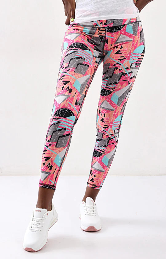 Ladies Peach Printed Leggings
