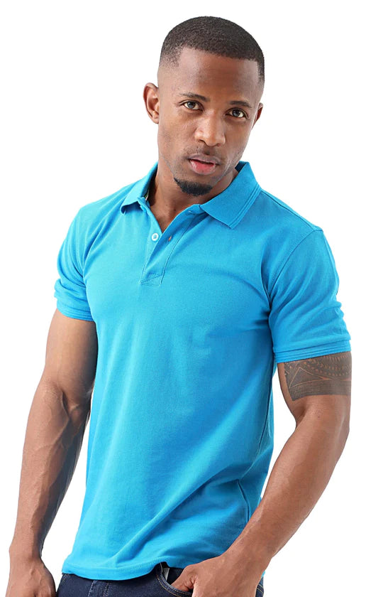 Men Royal Blue Basic Golfer