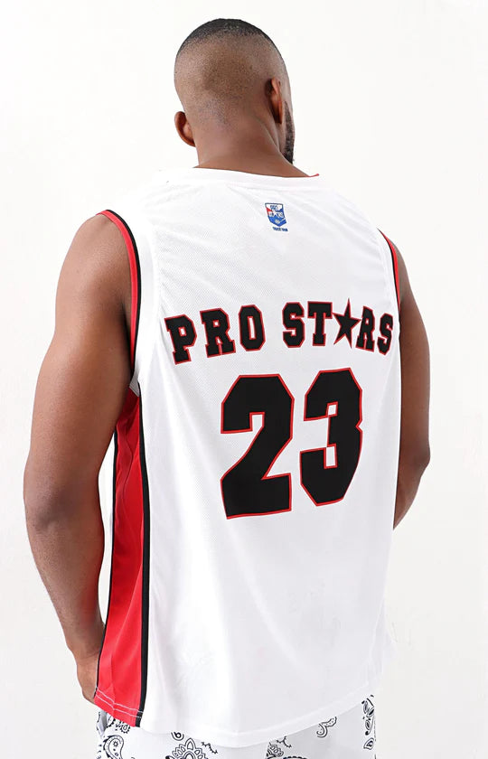 Men Red & White Mesh Vest