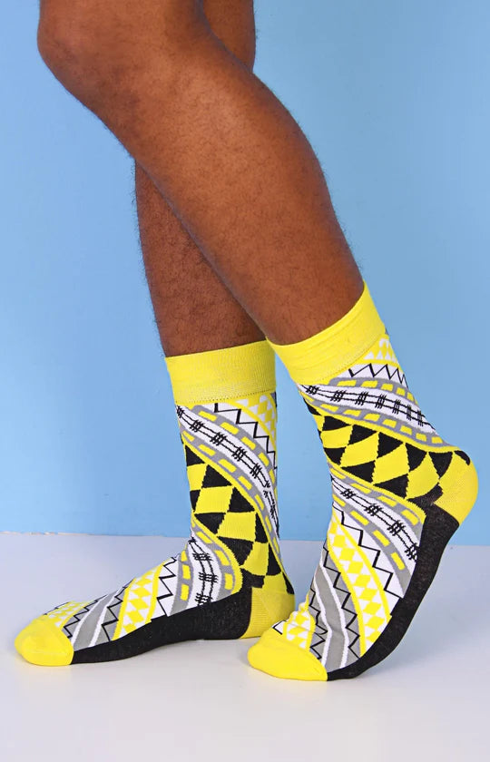 Men's Yellow Tribal Socks