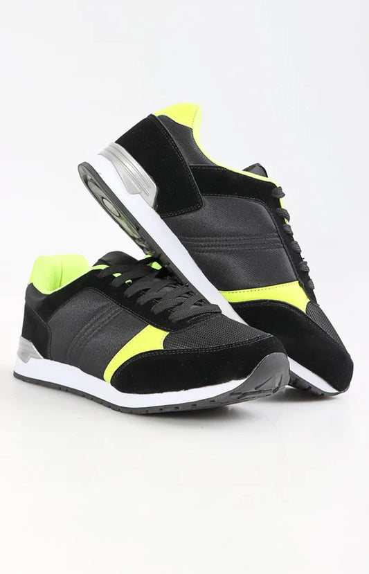 Men's Black & Green Sneakers