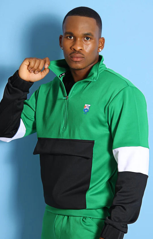 Men Black & Green Tracksuit