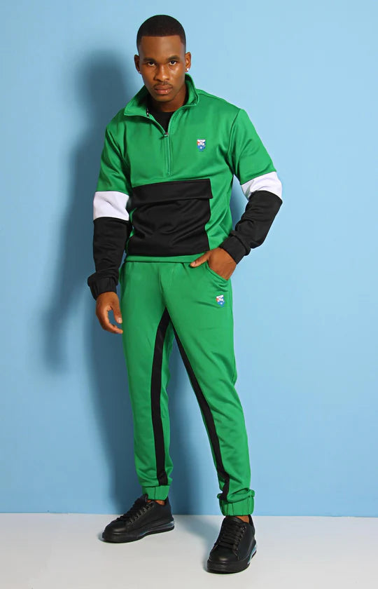 Men Black & Green Tracksuit