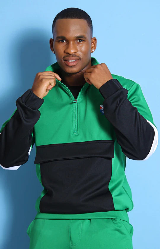 Men Black & Green Tracksuit