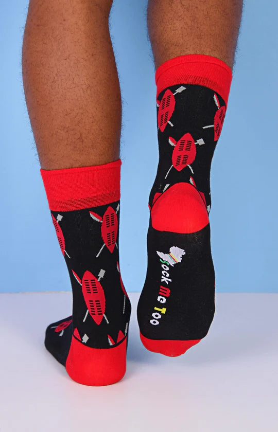 Men Red & Black Shield Socks