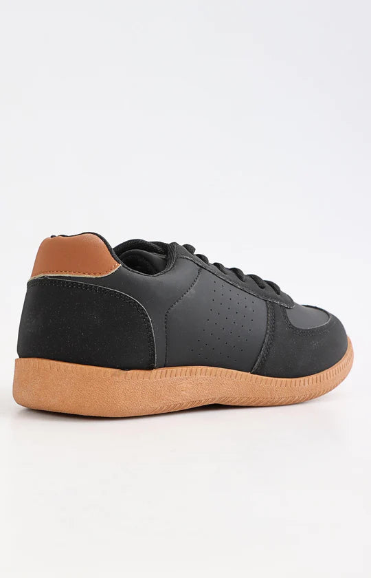Men's Black & Tan Casual Sneakers