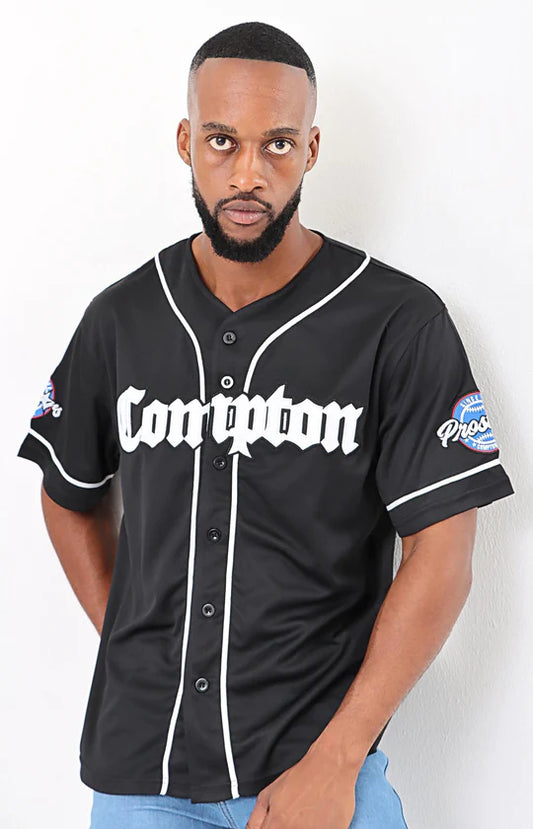 Men Black & White Baseball Shirt