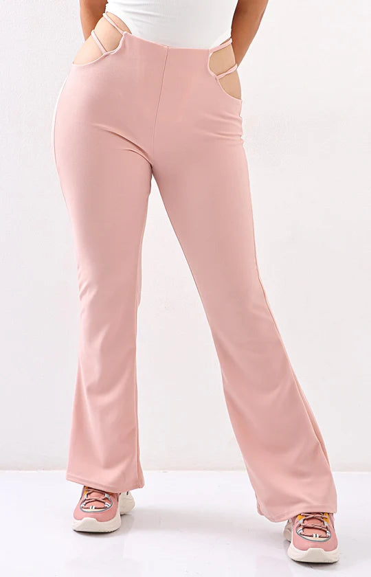 Ladies Blush Cut Out Flared Pants