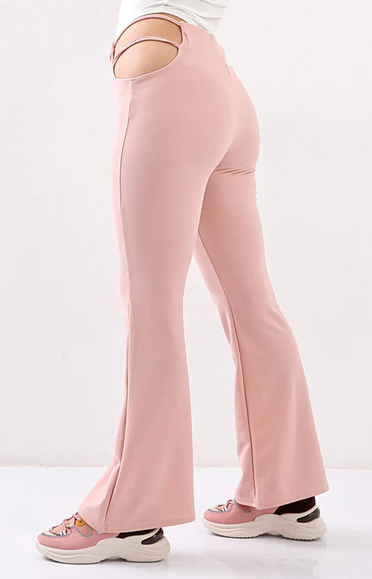 Ladies Blush Cut Out Flared Pants