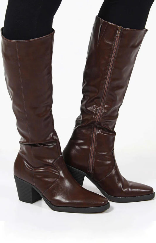 Ladies Brown Knee High Boots