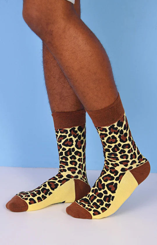 Men's Brown Leopard Socks