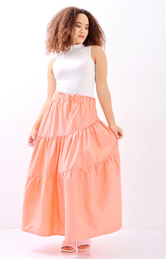Ladies Coral Maxi Tiered Skirt