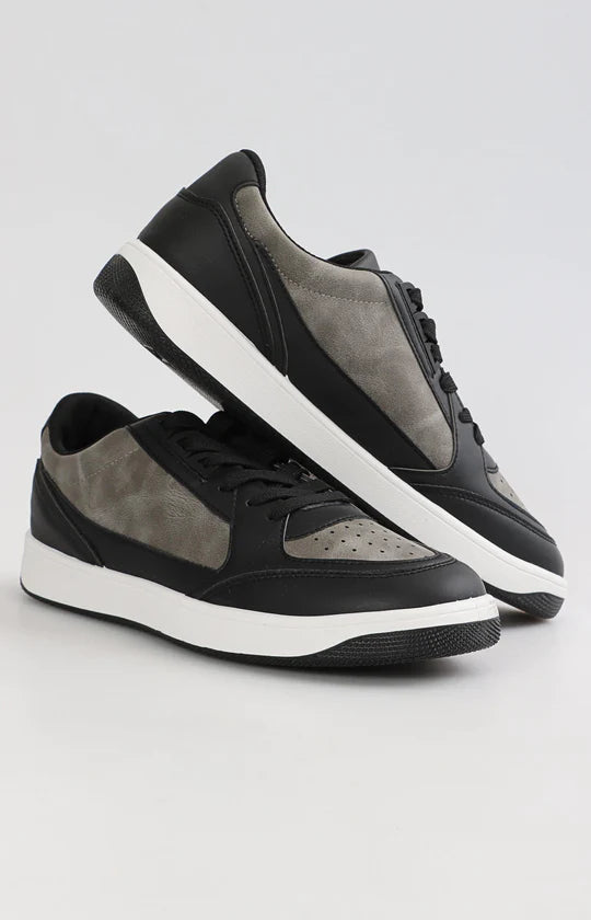 Men's Grey & Black Casual Sneakers