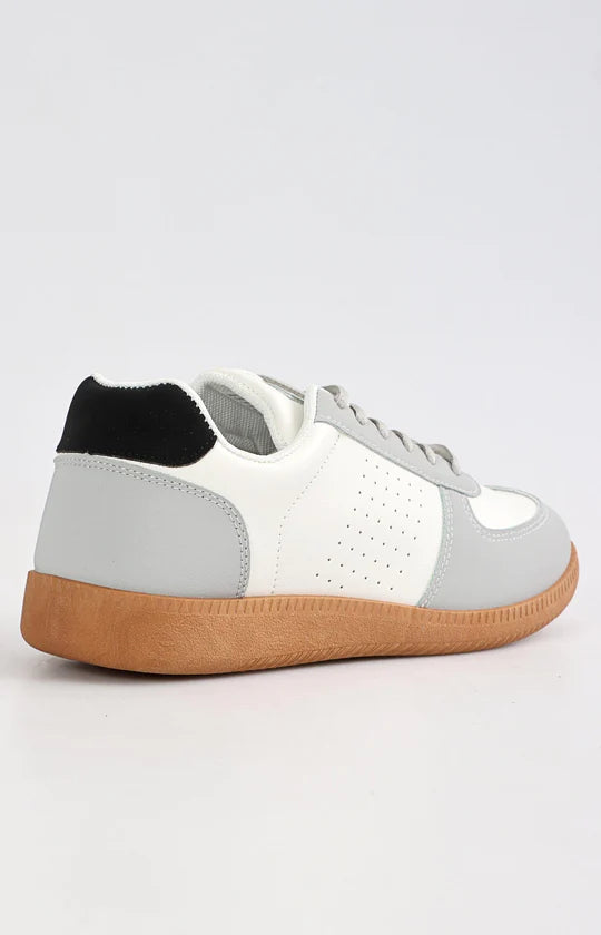 Men's Grey & White Casual Sneakers