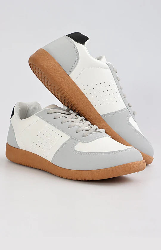 Men's Grey & White Casual Sneakers