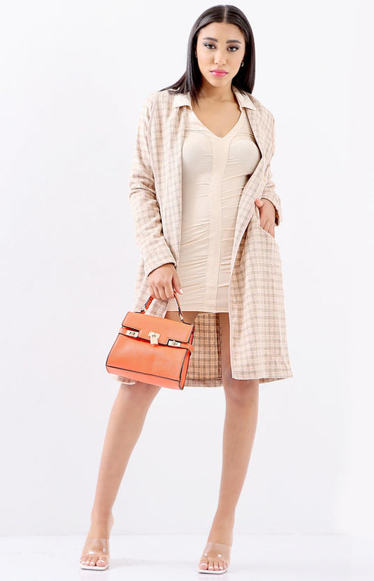 Ladies Drape Coat in Beige