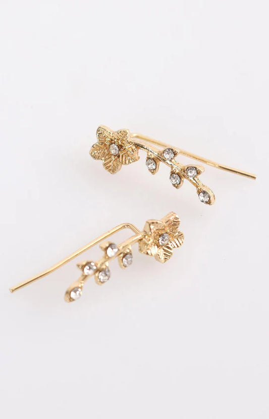 Ladies Gold Flower Earrings