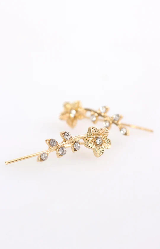 Ladies Gold Flower Earrings