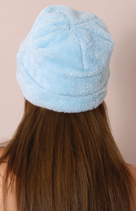 Ladies Light Blue Fur Beanie