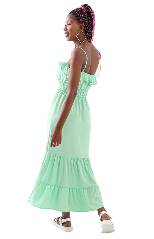 Ladies Mint Maxi Frill Dress