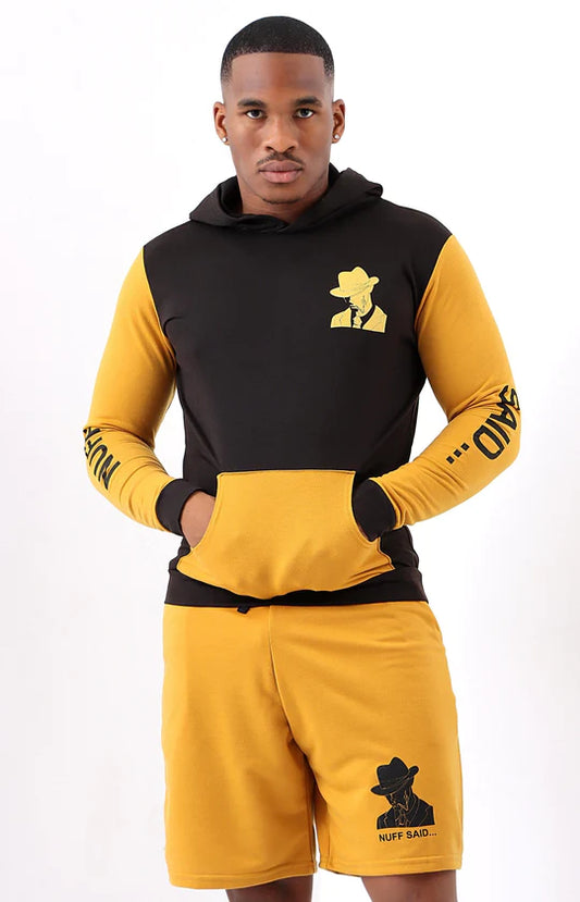 Men Mustard Hoodie & Shorts Set