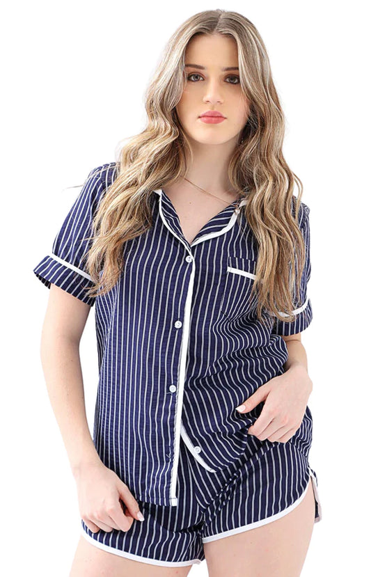 Ladies Navy Pyjama Set