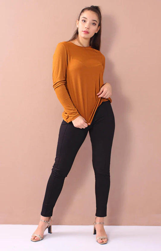 Ladies Tan Long Sleeve Top