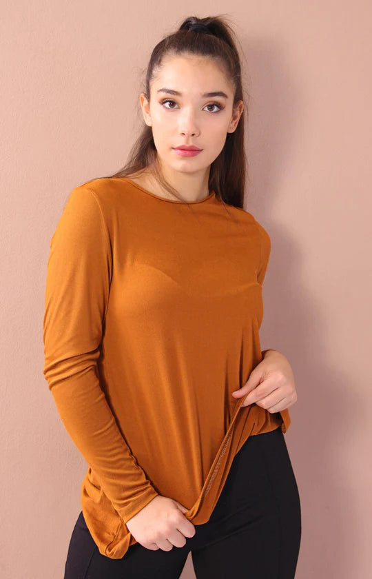 Ladies Tan Long Sleeve Top