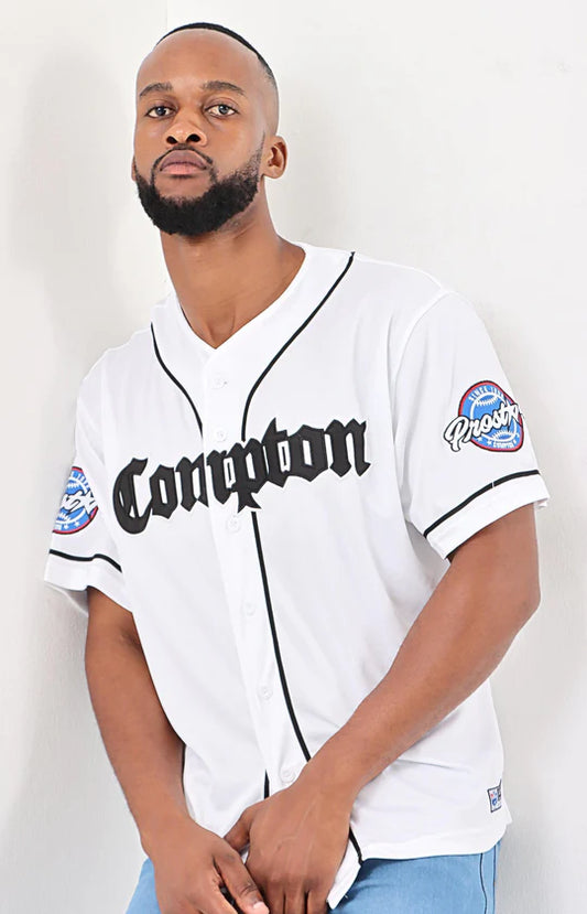 Men White & Black Baseball Shirt