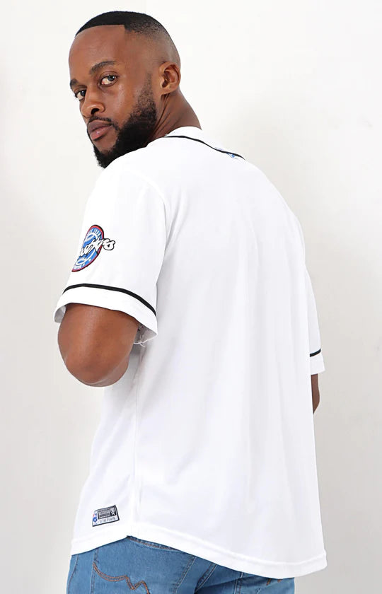 Men White & Black Baseball Shirt