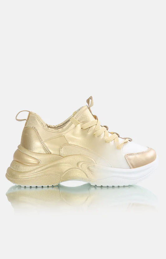 Ladies White & Gold Sneakers