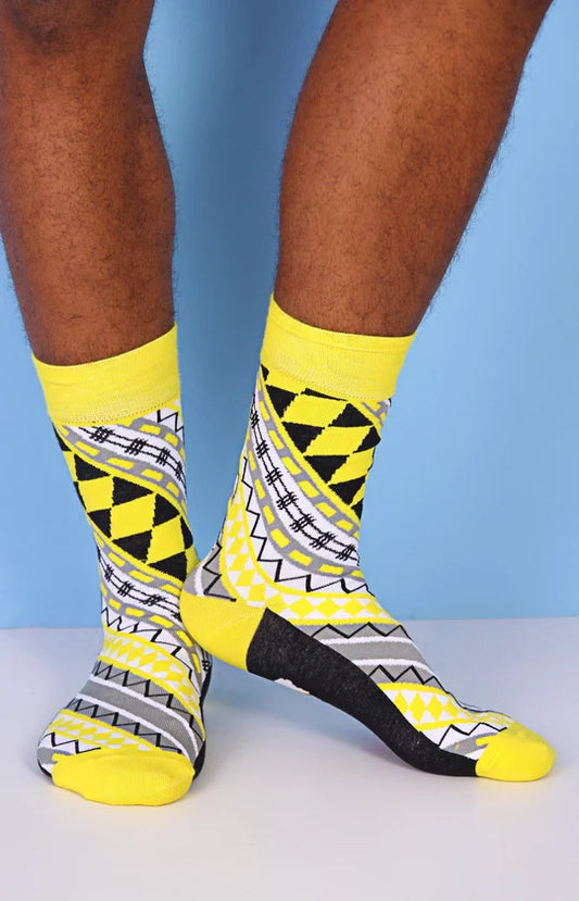 Men's Yellow Tribal Socks
